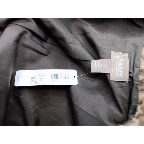 NWT Chicos Sz 1 Fierce Faux Fur Ekimma Jacket Leopard Brown Tan Rocky Mt Taupe - Picture 8 of 10